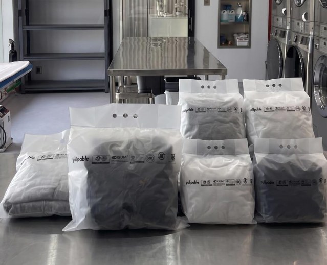 Finished orders sealed in pulpable eco bags