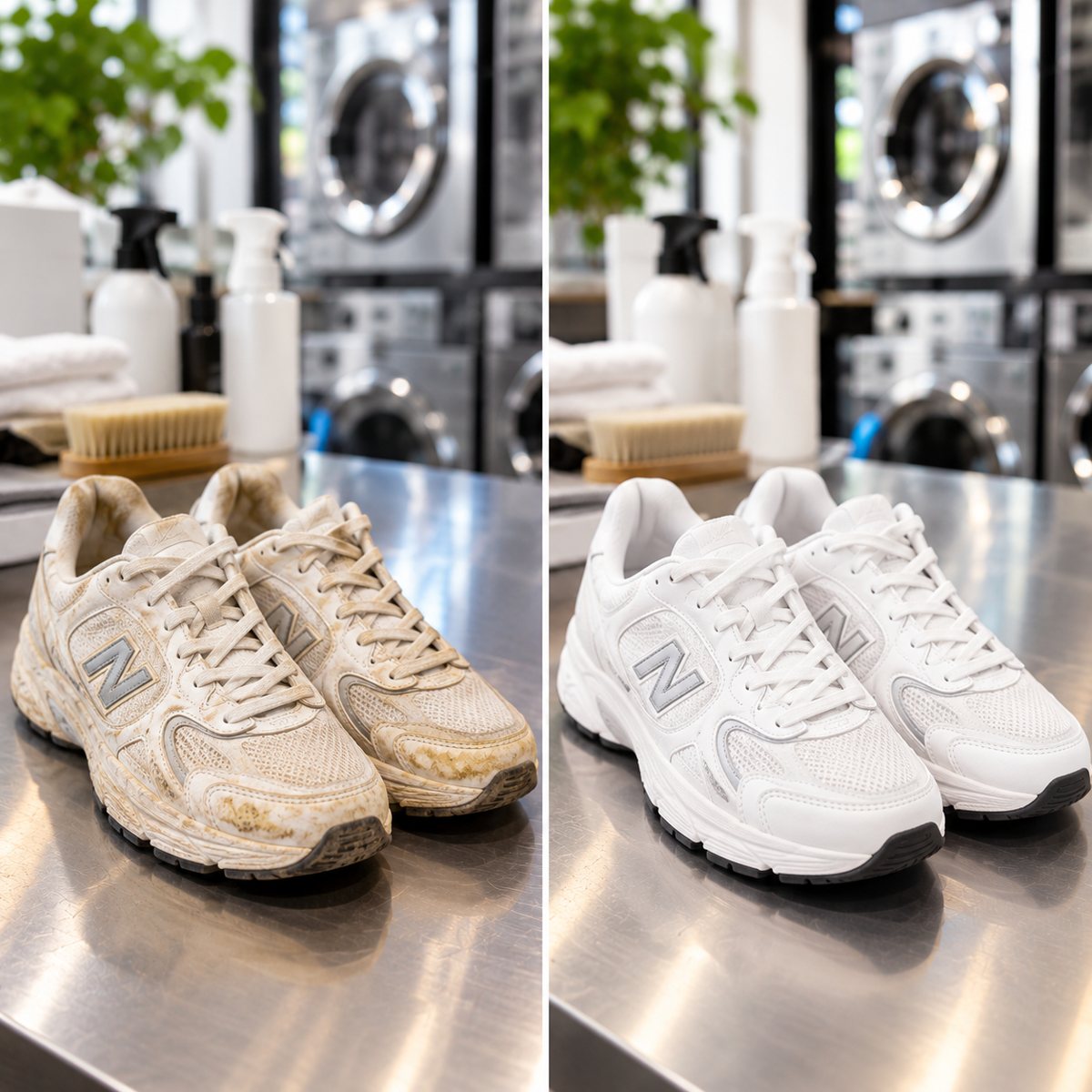 Sneakers before and after cleaning